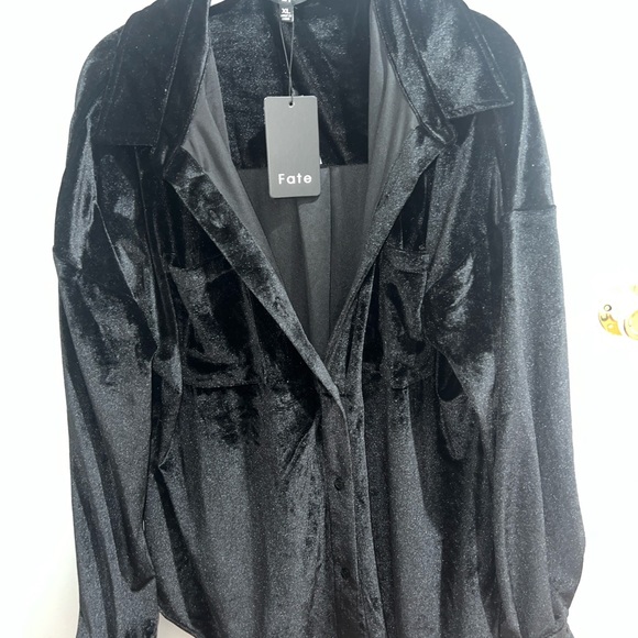 Fate black velvet shirt jacket - Picture 2 of 3